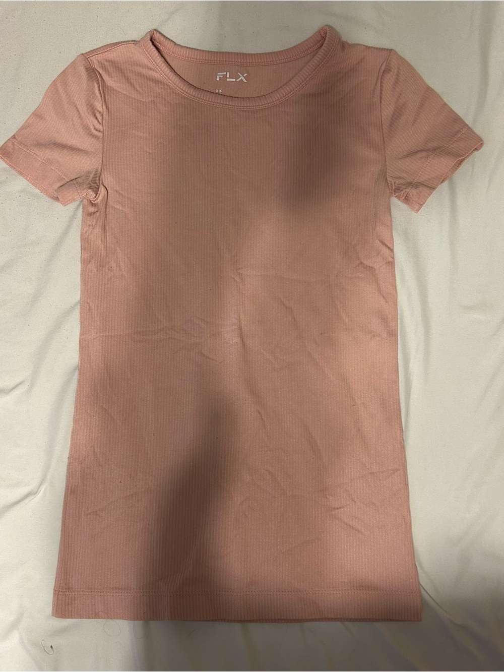 FLX Soft Ribbed Short Sleeve Top in Blush Pink